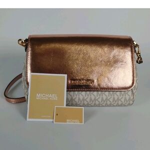 Michael Kors Rose Gold and Cream Crossbody Bag